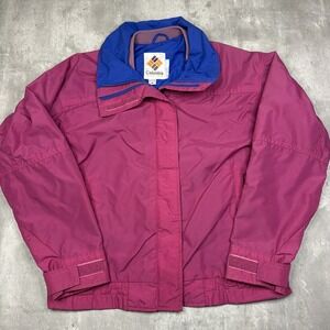Vintage 90s Columbia Bugaboo Jacket Womens M Pink Blue Retro USA Shell Full Zip
